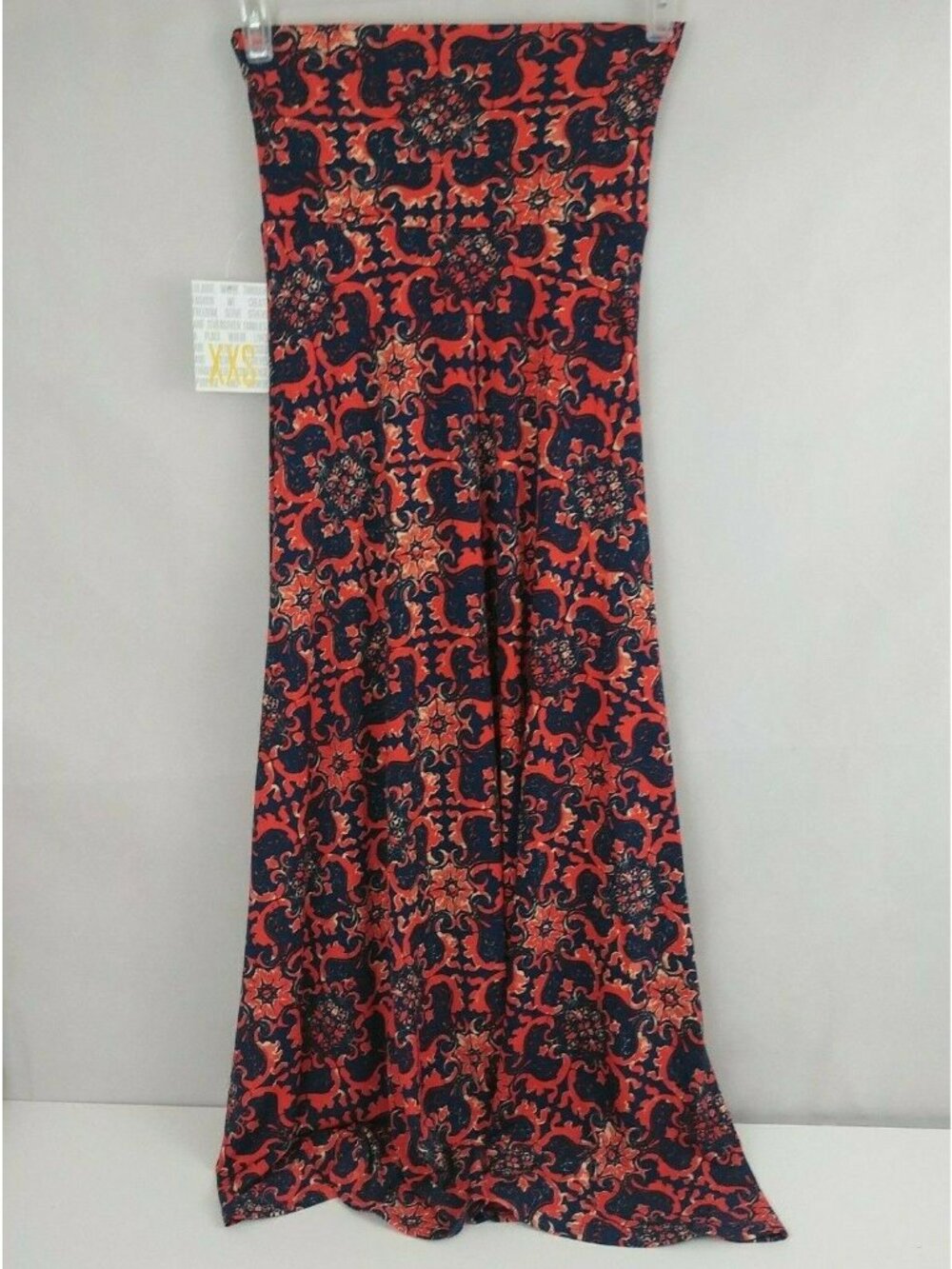 NWT LuLaRoe Maxi Skirt Blue & Redish Orange Floral Design Size XXS